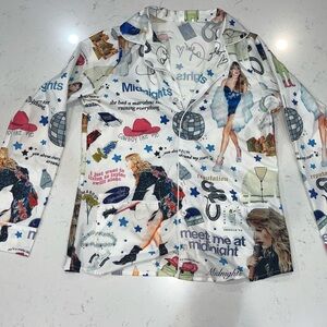 Taylor Swift Button Up Satin Womens PJ Top